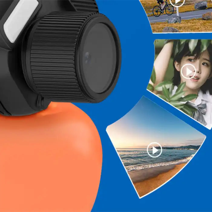  Retro Mini Camera with curved preview photos showing playback capabilities and media browsing options.