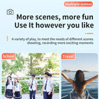  Retro Mini Camera shown in use during school and travel moments, emphasizing fun and versatility.