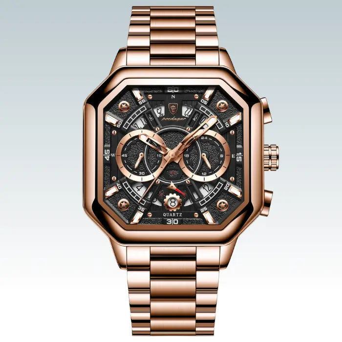 Luxury Quartz Watch with Luminous Dial and Waterproof Design