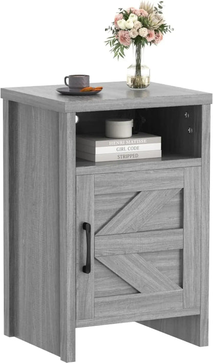 Rustic Farmhouse Bedroom Furniture: Barn Door Nightstand - UrSuperMart