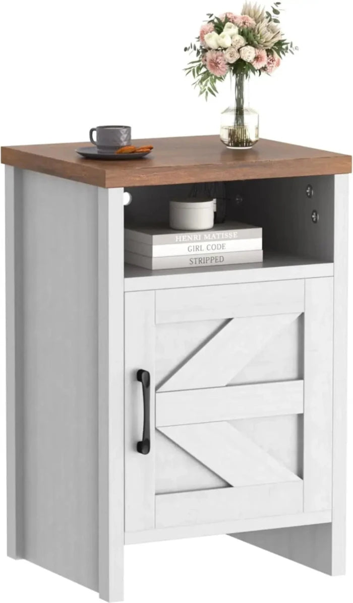 Rustic Farmhouse Bedroom Furniture: Barn Door Nightstand - UrSuperMart