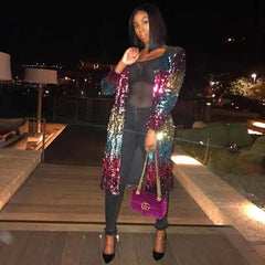 sequin-duster-rainbow styled for night event, shimmering multicolor sequin jacket elevating chic evening outfit