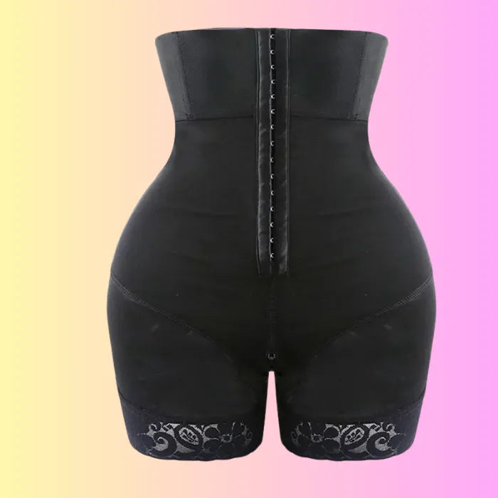 Shapewear showing full back support, curve-enhancing cut, and high-compression fit for slimming shape.