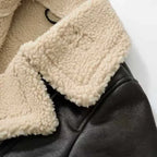 shearling-jacket collar detail showing soft sherpa fabric and clean stitching for a cozy, warm, premium cold-weather outerwear look