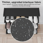 Shoe rack with non-woven waterproof shelves for dust protection and water resistance in storage.