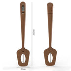 Silicone thermometer spatula shown from front and back views with measurements of 320mm height and 30mm width
