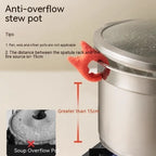 Silicone Utensil Holder preventing pot overflow when attached to pot edge