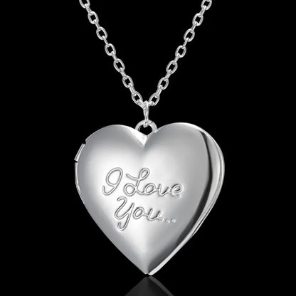 Silver heart-shaped locket engraved with "I Love You," a romantic and thoughtful gift for loved ones.