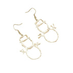 silver snowman earrings isolated on white background showing full drop silhouette