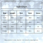 Size chart in inches for formal dress: length, bust, waist, sleeve for S-XL. Use guide to buy perfect fit evening gown.