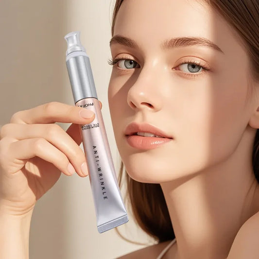 Professional beauty shot demonstrating luxury eye cream application technique for optimal anti-aging results