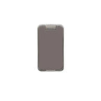 Sleek metallic phone stand with compact design for mounting and resting phones in landscape mode.