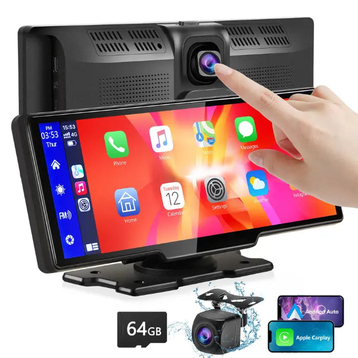 Touchscreen with integrated camera and connectivity options.