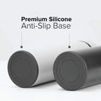 Smart insulated water bottle with premium silicone anti-slip base in two colors.