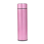 Smart insulated water bottle in glossy pink with smooth cylindrical shape.