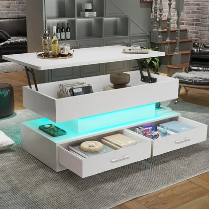 Smart Lift - Top Coffee Table with LED Lighting & Hidden Storage - UrSuperMart