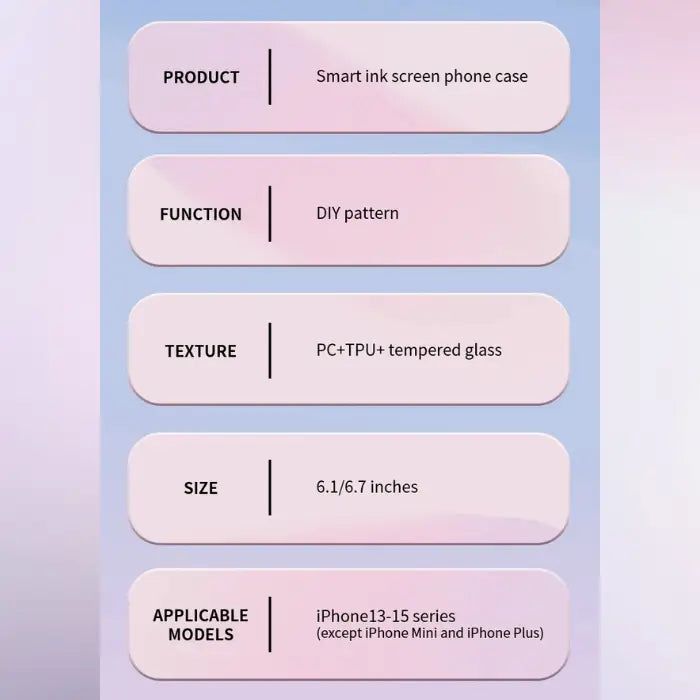 Smart phone case with PC, TPU, tempered glass; supports iPhone 13-15 (excluding Mini and Plus).