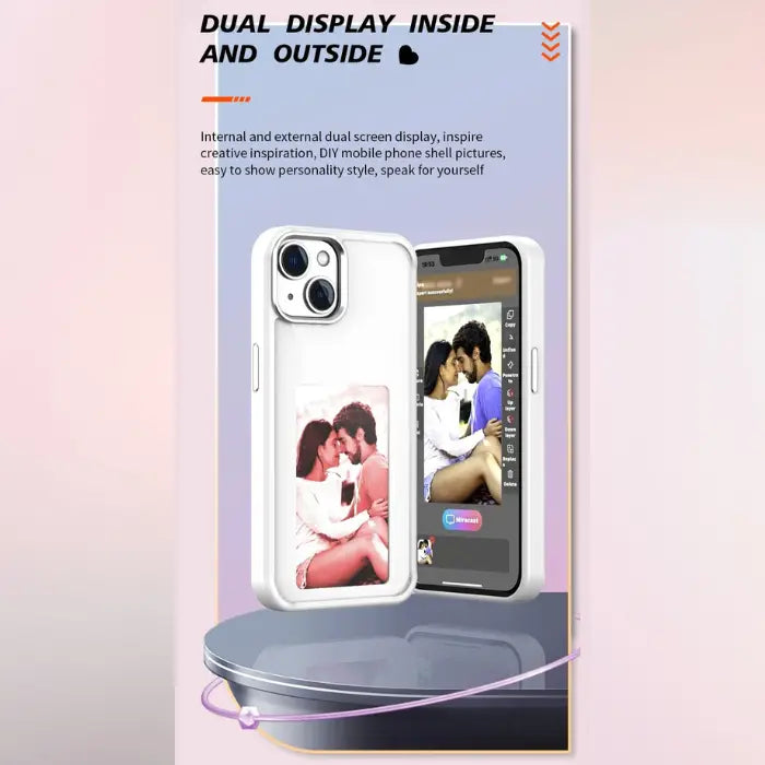 Smart phone case with NFC sensor allowing users to change display screen images anytime, anywhere.