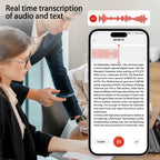 Smart voice recorder with ChatGPT-4 featuring AI transcription, translation, and summarization capabilities.