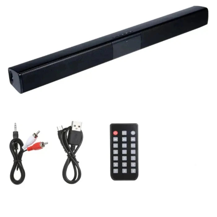 bluetooth soundbar with remote control and cables