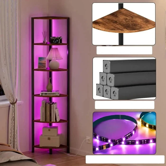 Space - Efficient Corner Storage with Ambient Lighting - UrSuperMart