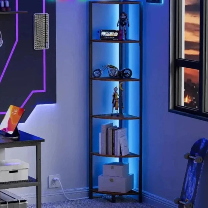 Space - Efficient Corner Storage with Ambient Lighting - UrSuperMart