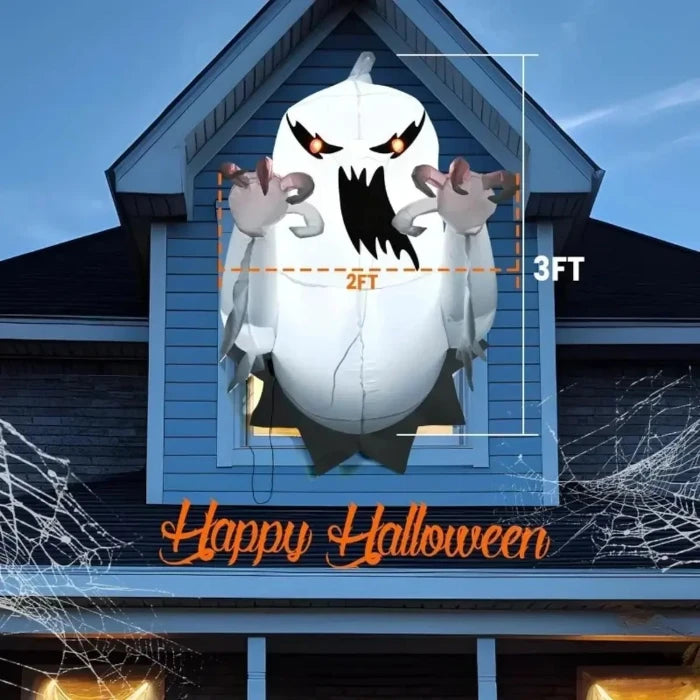 Spooky Inflatable Ghost: Halloween Window & Yard Decor | Easy Setup - UrSuperMart