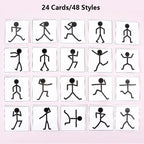 Set of 24 pose cards showing stick figure illustrations in different positions.