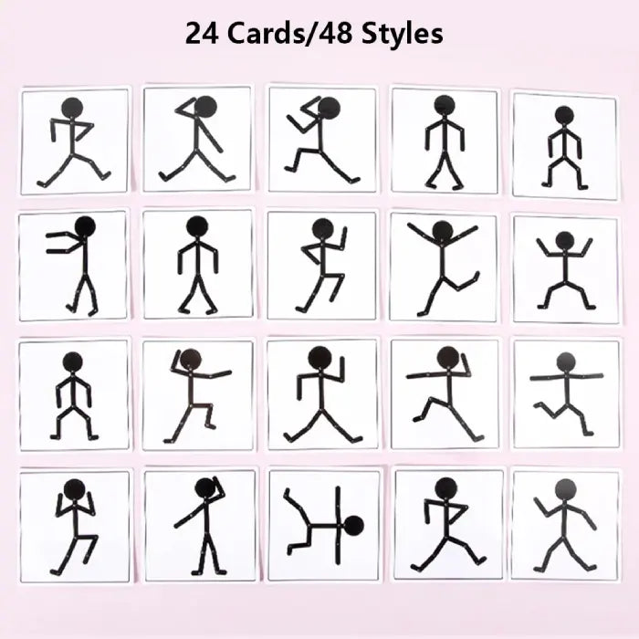 Set of 24 pose cards showing stick figure illustrations in different positions.