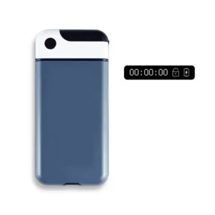 StudyLock Pro minimalist blue phone storage box with a timer lock for distraction-free productivity.