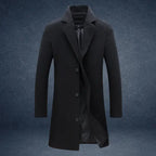 sustainable mens biodegradable acetate overcoat in black featuring sleek modern cut for eco conscious premium outerwear fashion