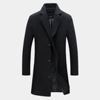 sustainable mens biodegradable acetate overcoat in black with premium tailored cut delivering durable eco forward outerwear style