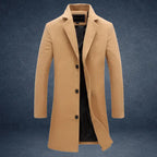 sustainable mens biodegradable acetate overcoat in camel with classic fit design providing elegant eco conscious outerwear option