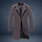 sustainable mens biodegradable acetate overcoat in gray with elegant streamlined shape for eco conscious refined outerwear looks