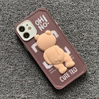 Ted iPhone case protector in brown with a 3D teddy bear design showing the back view and "OH! NO!" text.