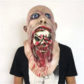 Terrifying-skull-in-mouth-halloween-mask worn by model to show realistic full-head horror appearance.