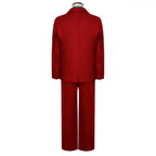 The Jocker Halloween costume full back view of red suit jacket and pants with collar detail showing
