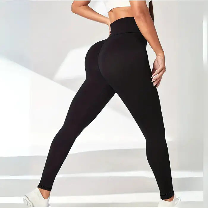 Thermal Yoga Leggings from back view showing booty lift effect and smooth seamless fabric.