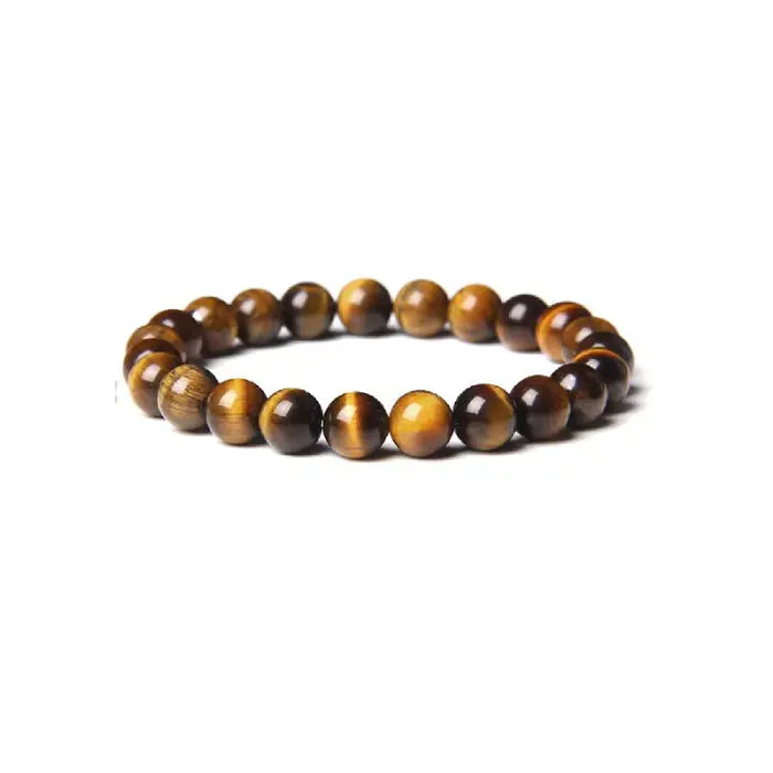 Natural tiger eye stone beaded stretch bracelet in rich brown tones with 8mm round beads