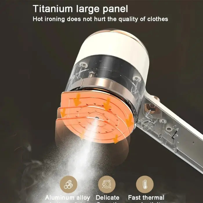  Travel steamer with titanium alloy panel provides delicate, fast thermal ironing without damaging fabrics.