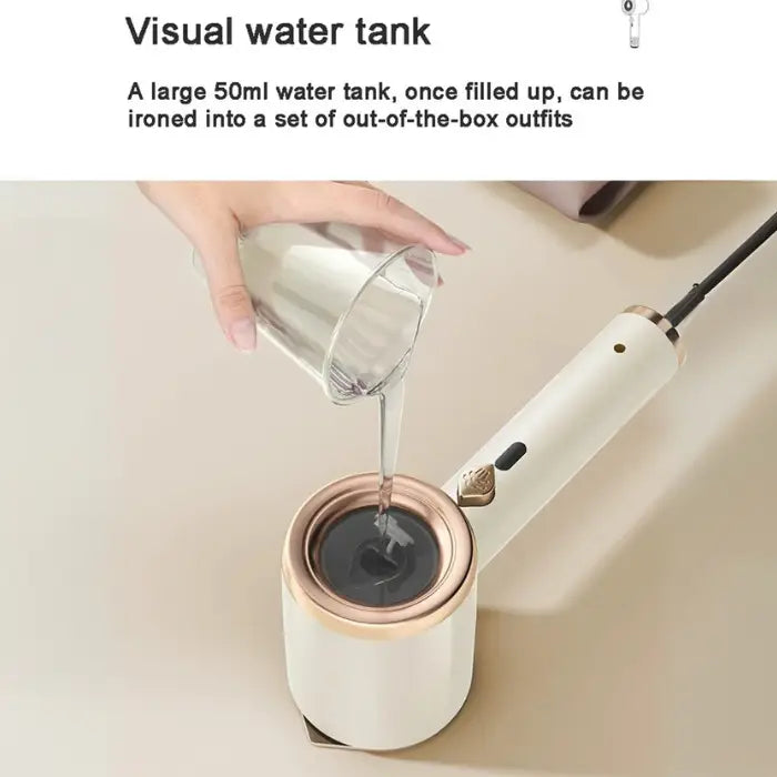 Travel steamer with 50ml visible water tank allows easy filling and supports multiple outfit steam sessions.