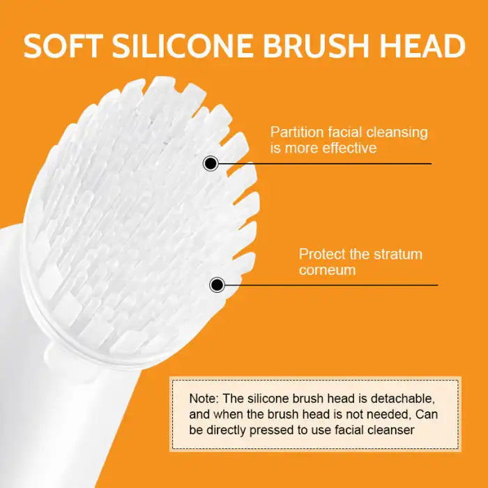 Close-up of turmeric skin cleanser soft silicone brush head for gentle yet effective exfoliation.