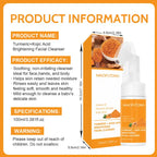 Turmeric skin cleanser product information with usage benefits and ingredient highlights.