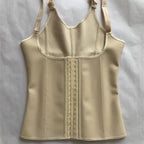 Waist trainer vest back view showing adjustable straps and reinforced panels for hourglass compression