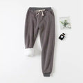  "Warm fleece jogger pants grey drawstring cozy fit with pockets ideal for winter comfort"