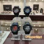 waterproof digital sport watch collection displayed in store showcasing multiple color accents and rugged designs for sports and outdoor use