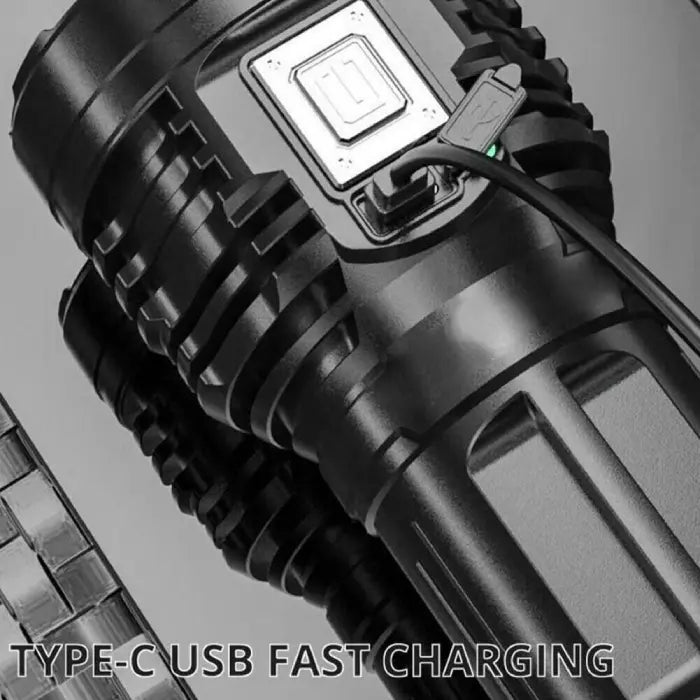 Waterproof flash light featuring Type-C USB fast charging for efficient and quick power access.