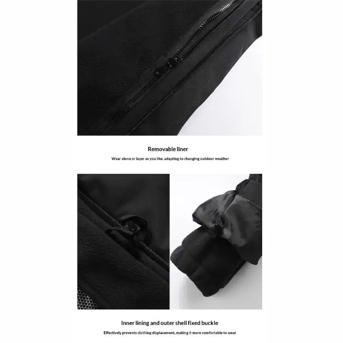 Waterproof windproof softshell jacket with fleece liner, removable inner layer for versatile weather wear