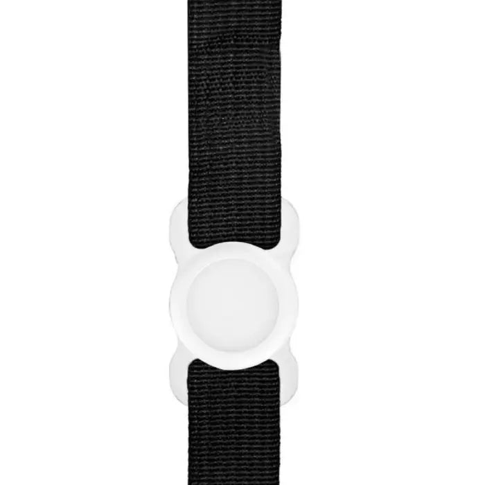 White GPS Tracker wristband holder paired with a black strap for a classic and practical design.