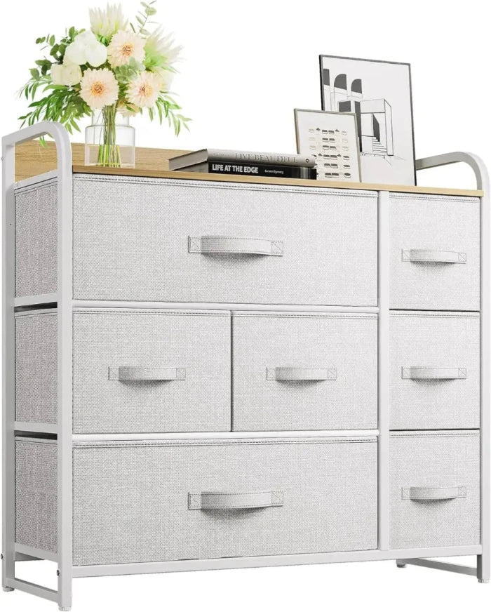 Modern Fabric Dresser with Metal Frame – Stylish Storage Solution - UrSuperMart